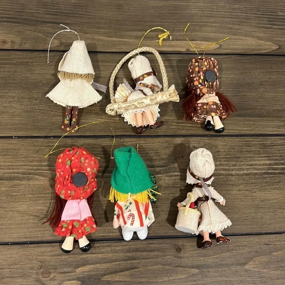 Lot of 6 vintage girl Christmas ornaments